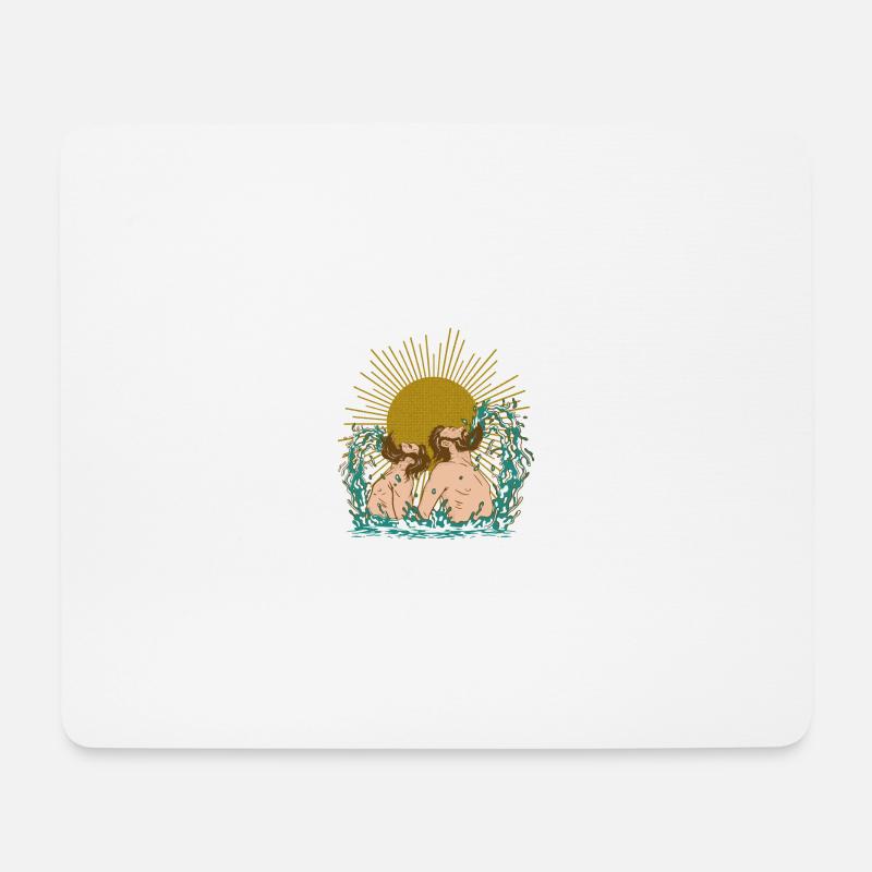 Bartträger Männer schwimmen Bartträger Männer schw - Mousepad (Querformat) - Weiß