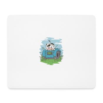 Kuh frisst Gras Traktor Kuh frisst Gras Traktor In - Mousepad (Querformat) - Weiß - Vorne