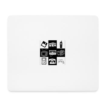 90er Jahre - Diskette Telefon Kassette - Mousepad (Querformat) - Weiß - Vorne