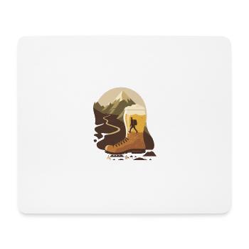 Bier Wandern Wanderschuh. Natur Berge - Mousepad (Querformat) - Weiß - Vorne