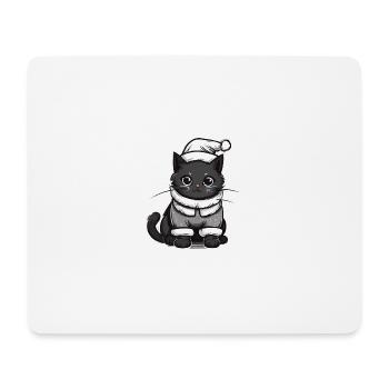 Santa Cat, Weihnachtskatze - Mousepad (Querformat) - Weiß - Vorne