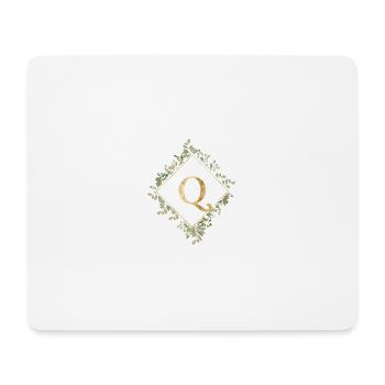 Q Monogramm Eukalyptus Kranz - Mousepad (Querformat) - Weiß - Vorne