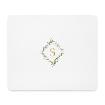 S Monogramm Eukalyptus Kranz - Mousepad (Querformat) - Weiß - Vorne