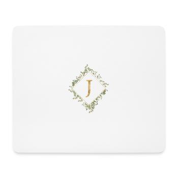 J Monogram Eucalyptus Wreath - Mouse Pad (horizontal) - white - Front