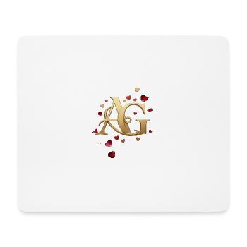 Goldenes Monogramm A&G mit Herzen - Mousepad (Querformat) - Weiß - Vorne
