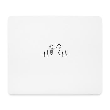 Heartbeat cat in black and white - Mouse Pad (horizontal) - white - Front