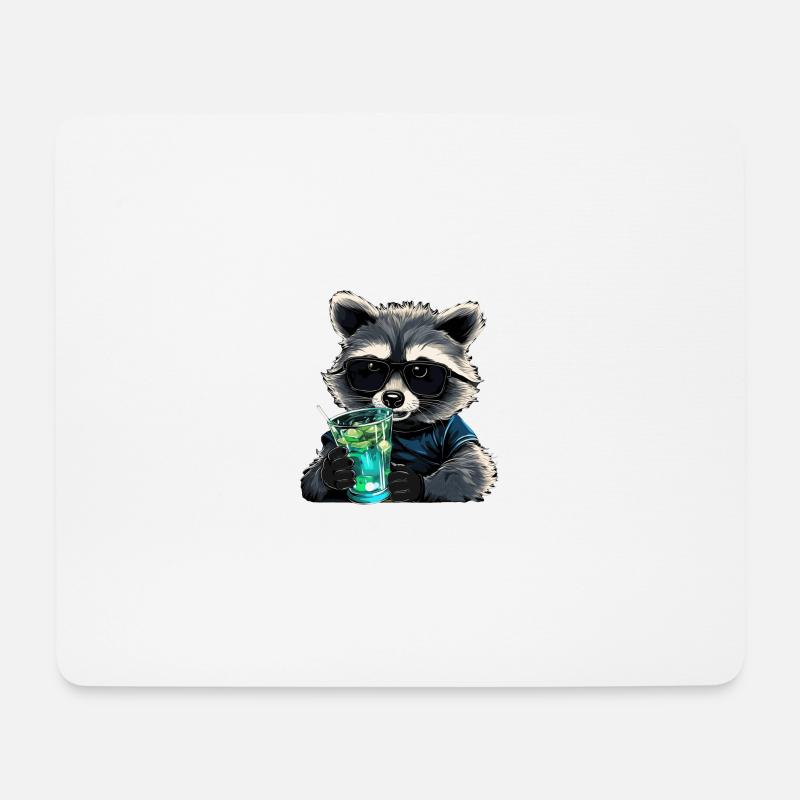 Waschbär Limo - Mousepad (Querformat) - Weiß