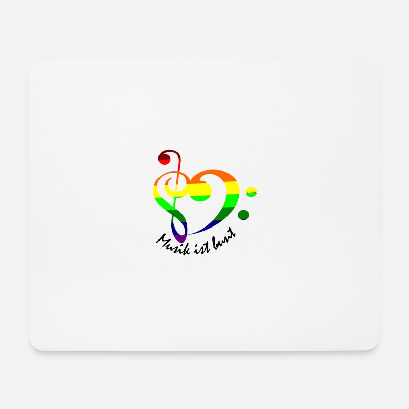 Herz bunt Notenschlüssel Regenbogenfarben - Mousepad (Querformat) - Weiß