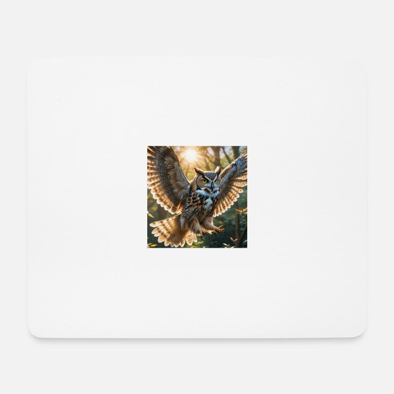 Eule - Mousepad (Querformat) - Weiß