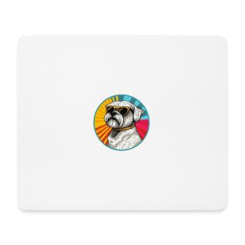 Sunburst Pup with Retro Sunglasses - Mouse Pad (horizontal) - white - Front