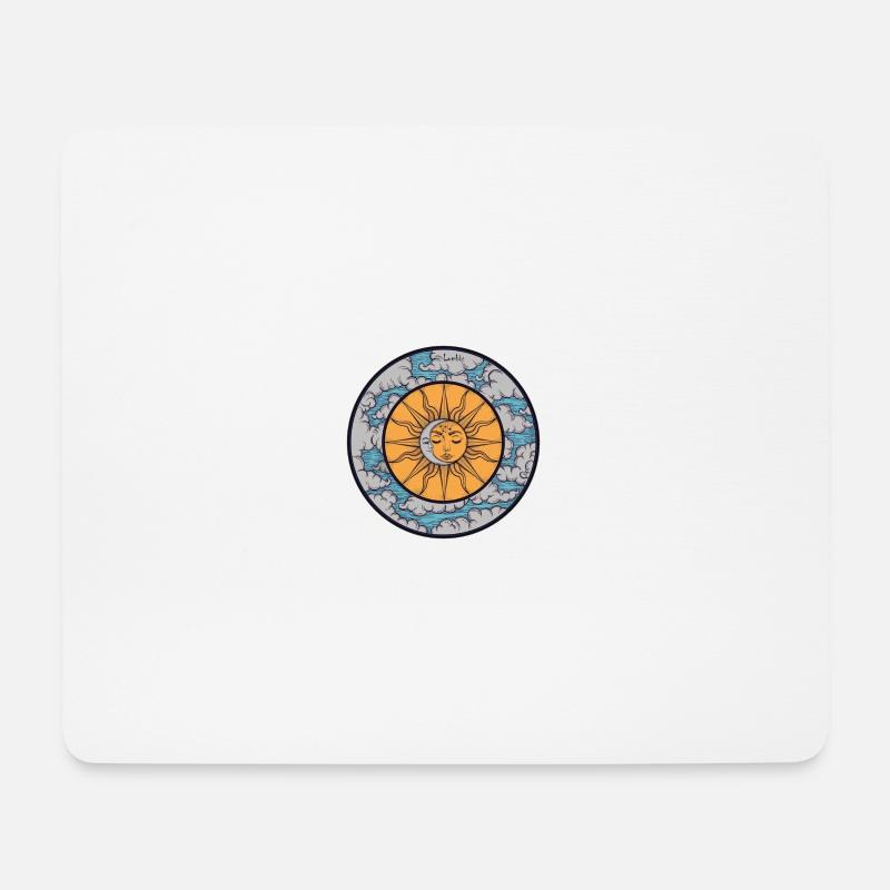 Sonne und Mond in den Wolken - Mousepad (Querformat) - Weiß