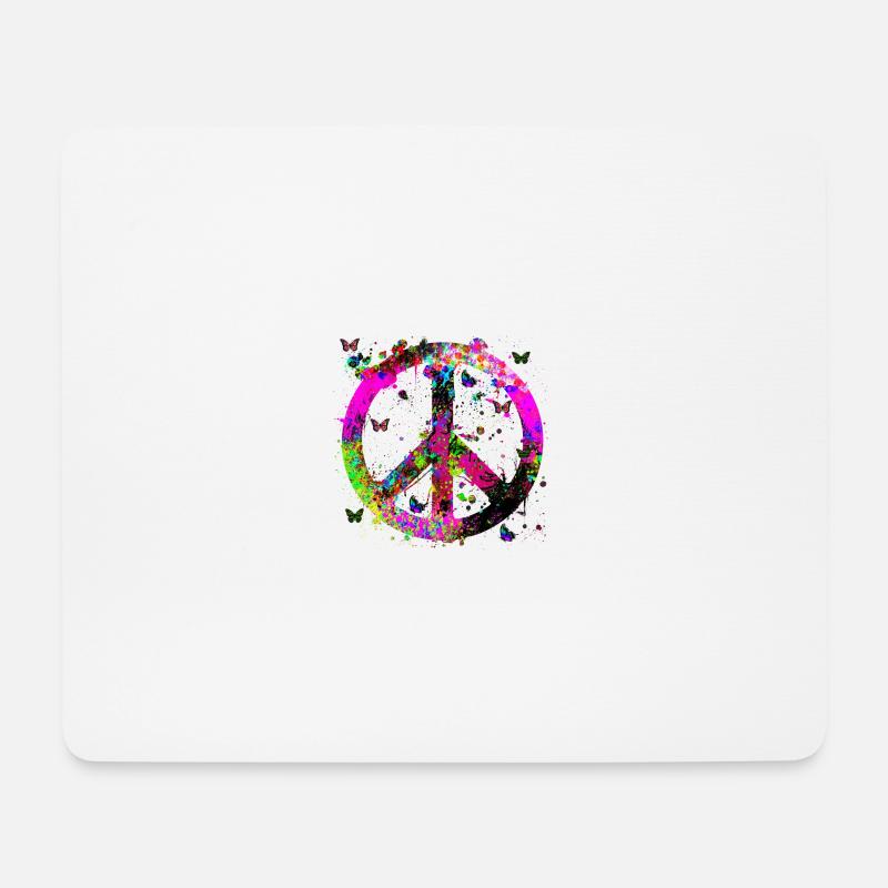 Weltfrieden, Frieden, Friedenssymbol, Friedenszeichen, - Mousepad (Querformat) - Weiß