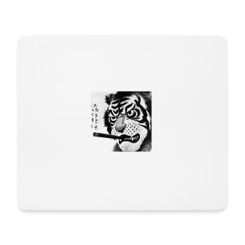 Smoking Tiger Black and White - Mousepad (Querformat) - Weiß - Vorne