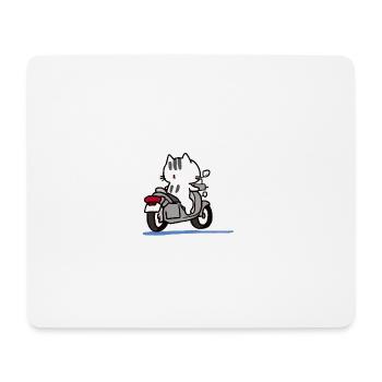 Ein katze die motorrad fährt - Mousepad (Querformat) - Weiß - Vorne