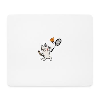 aufgeregte katze spielt badminton federball - Mousepad (Querformat) - Weiß - Vorne