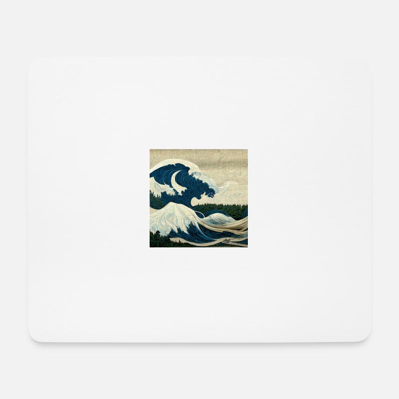 Die große Welle - Mousepad (Querformat) - Weiß