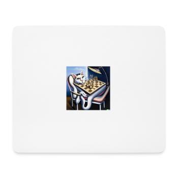 Cat plays chess - Mouse Pad (horizontal) - white - Front