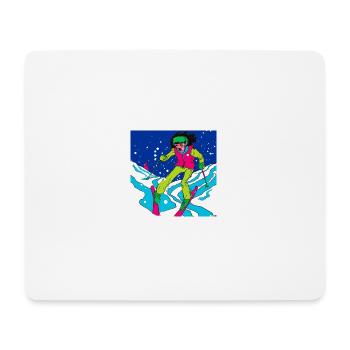 Skier auf Talabfahrt - Mousepad (Querformat) - Weiß - Vorne
