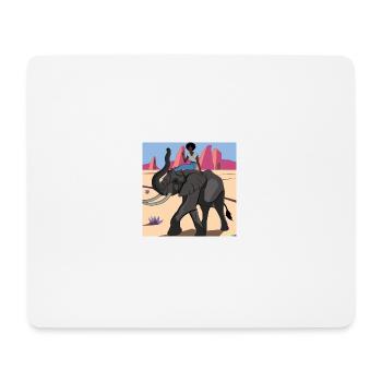 skinny black girl riding elephant - Mousepad (Querformat) - Weiß - Vorne