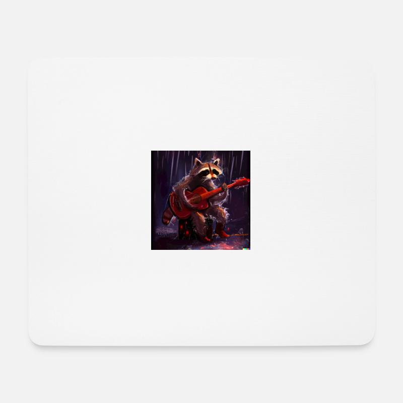 racoon playing guitar - Mousepad (Querformat) - Weiß