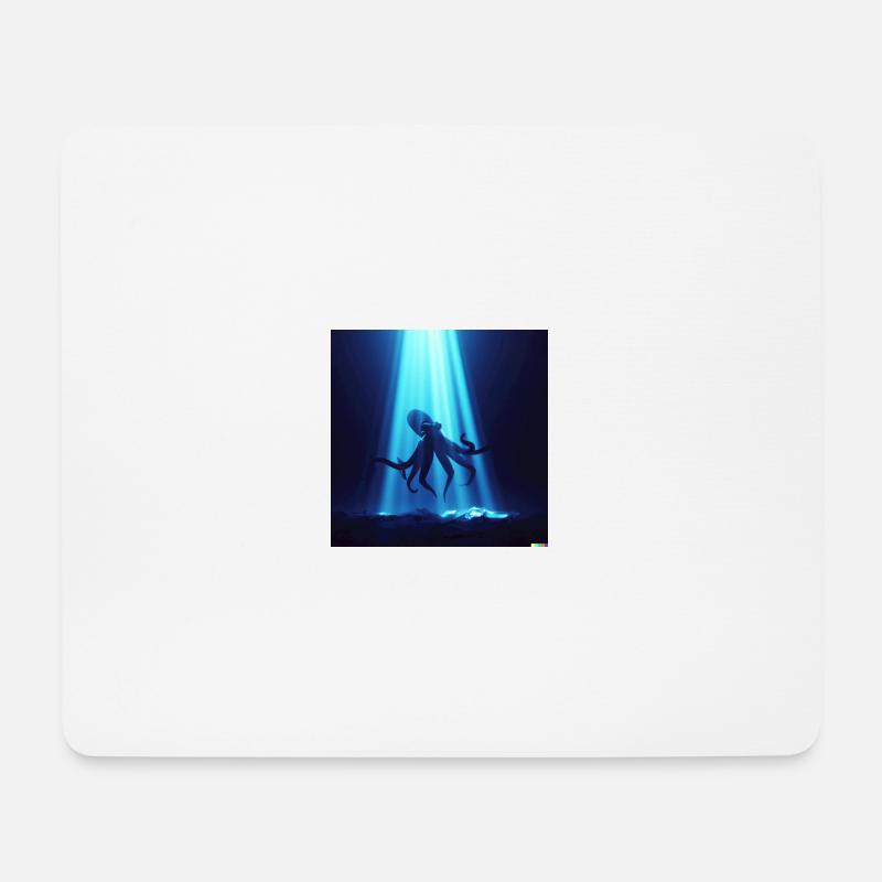 giant octopus in a dark ocean - Mousepad (Querformat) - Weiß