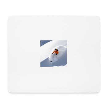 cooler Skifahrer in tiefem Pulverschnee - Mousepad (Querformat) - Weiß - Vorne