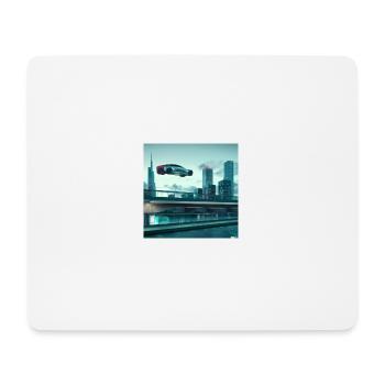 Flying Tesla in futuristic city - Mouse Pad (horizontal) - white - Front