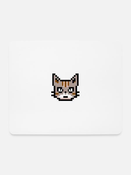 Pixelart Katze - Mousepad (Querformat) - Weiß