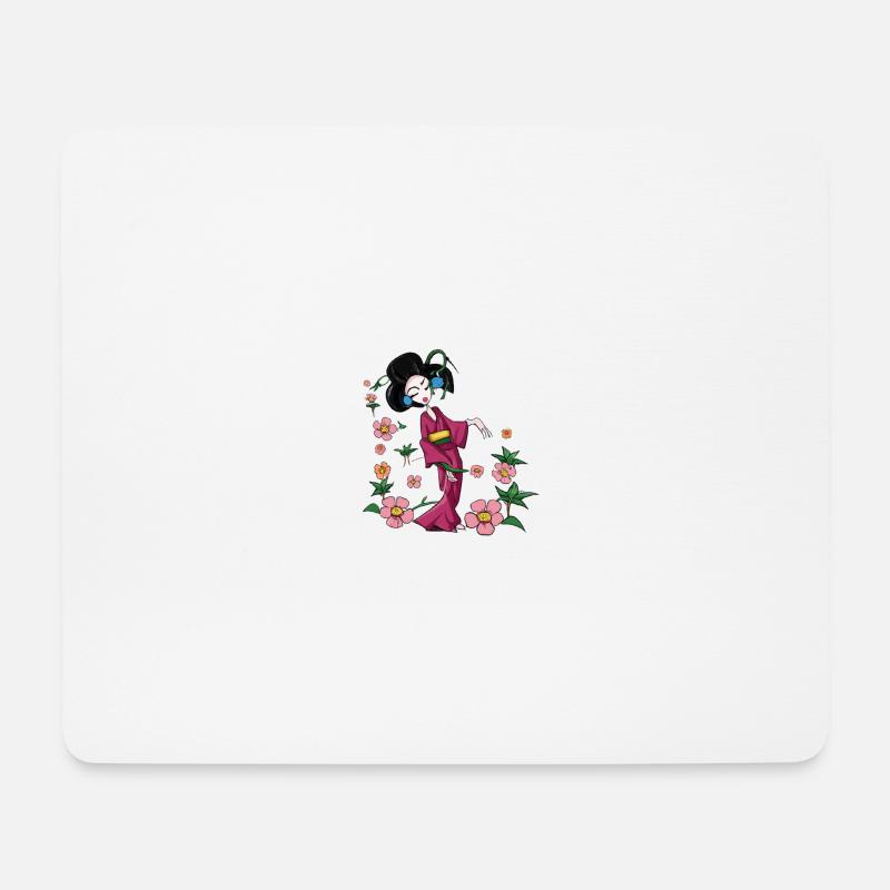 Geisha im Frühling - Mousepad (Querformat) - Weiß