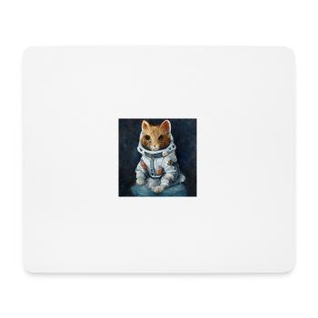 ginger cat wearing an grey astronaut - Tapis de souris (format paysage) - blanc - Devant