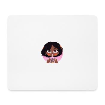 Young black African girl who drinks bubble tea - Mouse Pad (horizontal) - white - Front