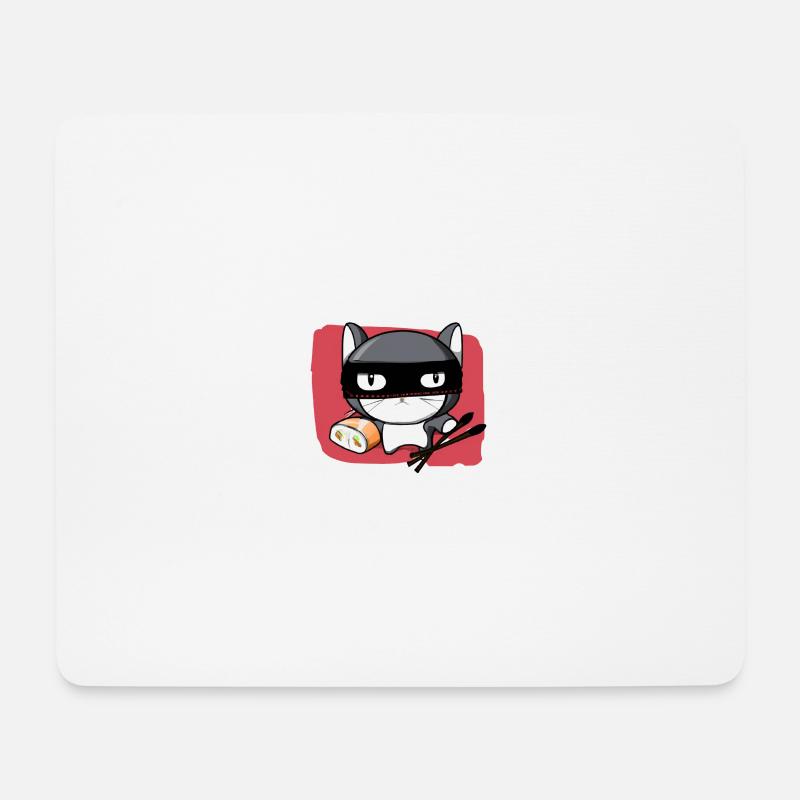 Cat kawaii ninja japanisches Baguette süchtiges Sushi - Mousepad (Querformat) - Weiß