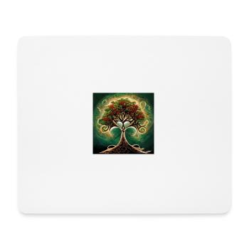 Romantischer Lebensbaum mit roten Blüten - Mousepad (Querformat) - Weiß - Vorne