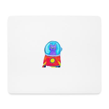 Katze im Weltraum - Mousepad (Querformat) - Weiß - Vorne
