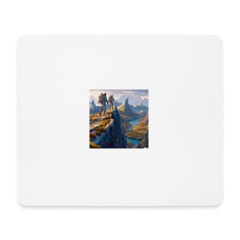 adventurers hiking across mountain range - Mousepad (Querformat) - Weiß - Vorne