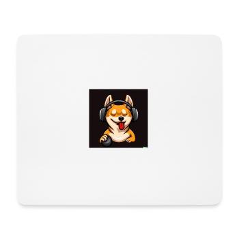 Shiba Inu mit Kopfhörern - Mousepad (Querformat) - Weiß - Vorne