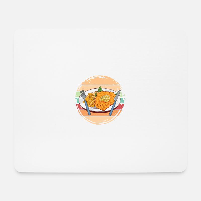 Schnitzel mit Pommes Retro Farben - Mousepad (Querformat) - Weiß