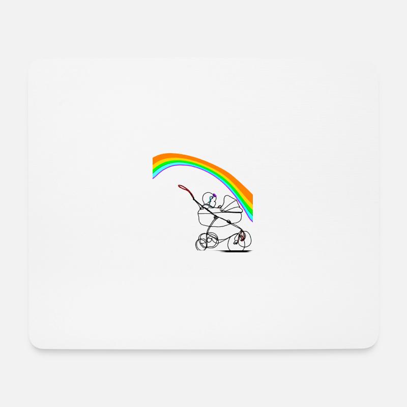 Kinderwagen unter dem Regenbogen - Mousepad (Querformat) - Weiß