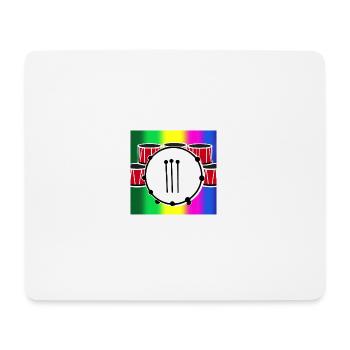Schlagzeug vor Regenbogen - Mousepad (Querformat) - Weiß - Vorne