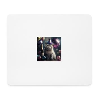 CptnBrunos cat with new years eve decoration - Mousepad (Querformat) - Weiß - Vorne