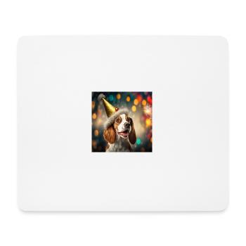 CptnBrunos dog with new years eve decoration - Mousepad (Querformat) - Weiß - Vorne