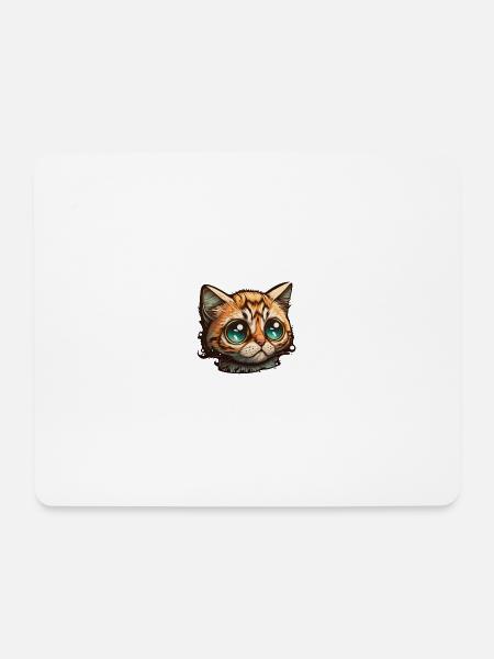 Orange Cat with Big Blue-Green Eyes - Mouse Pad (horizontal) - white