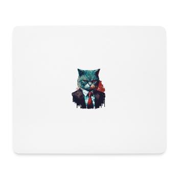 Serious boss cat in a suit - Mousepad (Querformat) - Weiß - Vorne