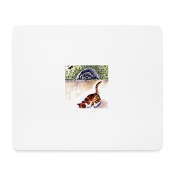 KI-Aquarell von Hund und Katz - Mousepad (Querformat) - Weiß - Vorne