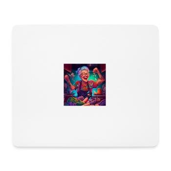 Grandma with tattoos cooking - Mousepad (Querformat) - Weiß - Vorne