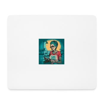 Old tattoed woman cooking - Mouse Pad (horizontal) - white - Front
