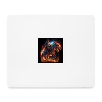 Cowboy riding cyber dinosaur - Mousepad (Querformat) - Weiß - Vorne
