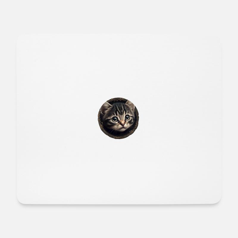 süßes Tabby-Kätzchen mit großen Augen - Mousepad (Querformat) - Weiß