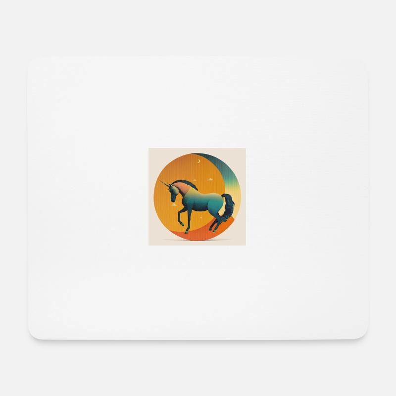 Illustration Einhorn 70er Jahre Farben Kunststil - Mousepad (Querformat) - Weiß