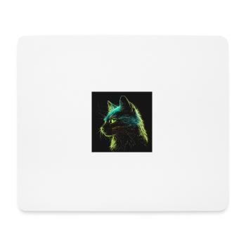 Neonkatze bei Nacht - Mousepad (Querformat) - Weiß - Vorne